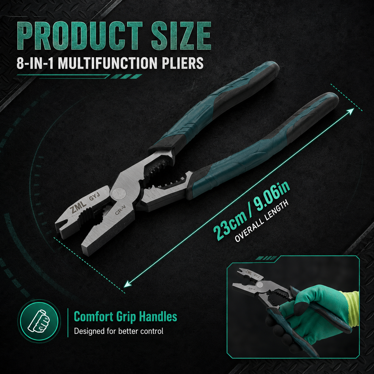 8-in-1 Multi-Function Wire Pliers — Cut, Strip, Crimp & Grip with One Compact Tool
