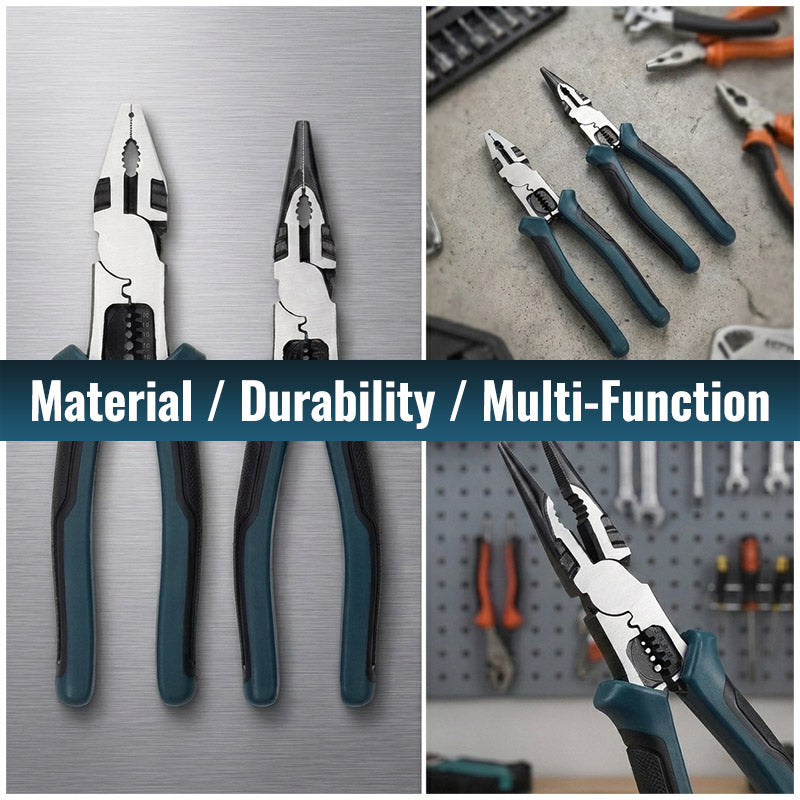 Heavy Duty Multi-Function Wire Pliers – Cut, Strip, Grip & Twist | 30% Less Effort CR-V Steel Tool
